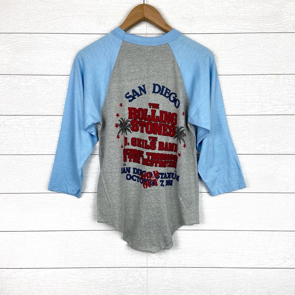 VINTAGE Original 1981 Rolling Stones Dragon Tour Blue Gray Raglan Medium Rare - Picture 2 of 7
